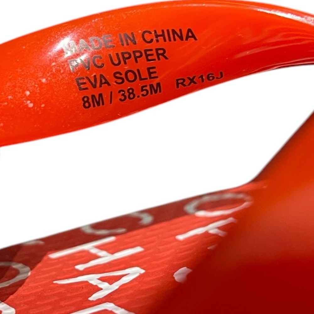 Michael Kors Mandarin Orange MK Logo Flip Flop Sandals Size 8 - Picture 13 of 13